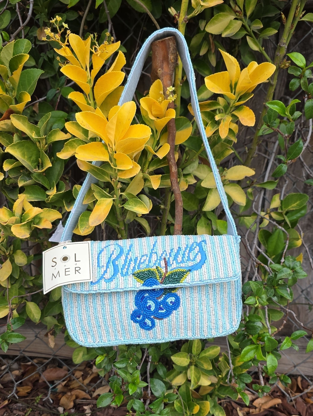 Blueberries Beaded Shoulder Bag